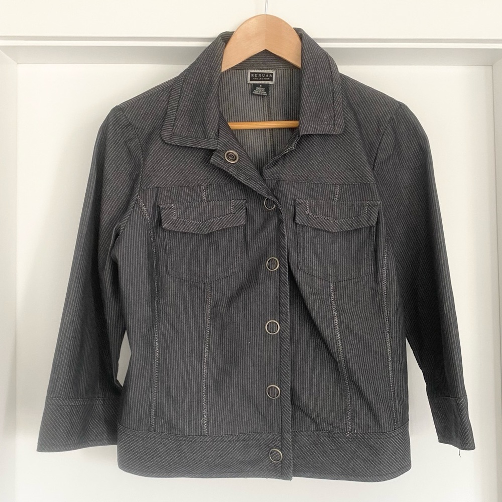 RENUAR Collection Black Pinstripe Jacket Size 6